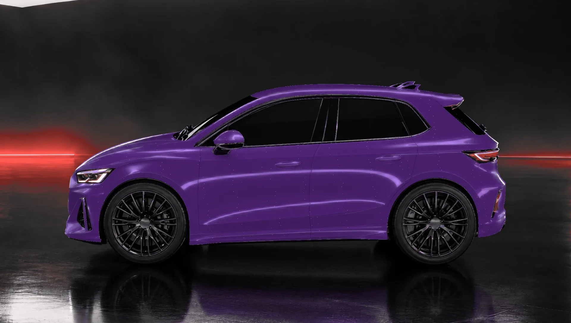 Visualisation: hatch in satin metallic plum in our studio bay