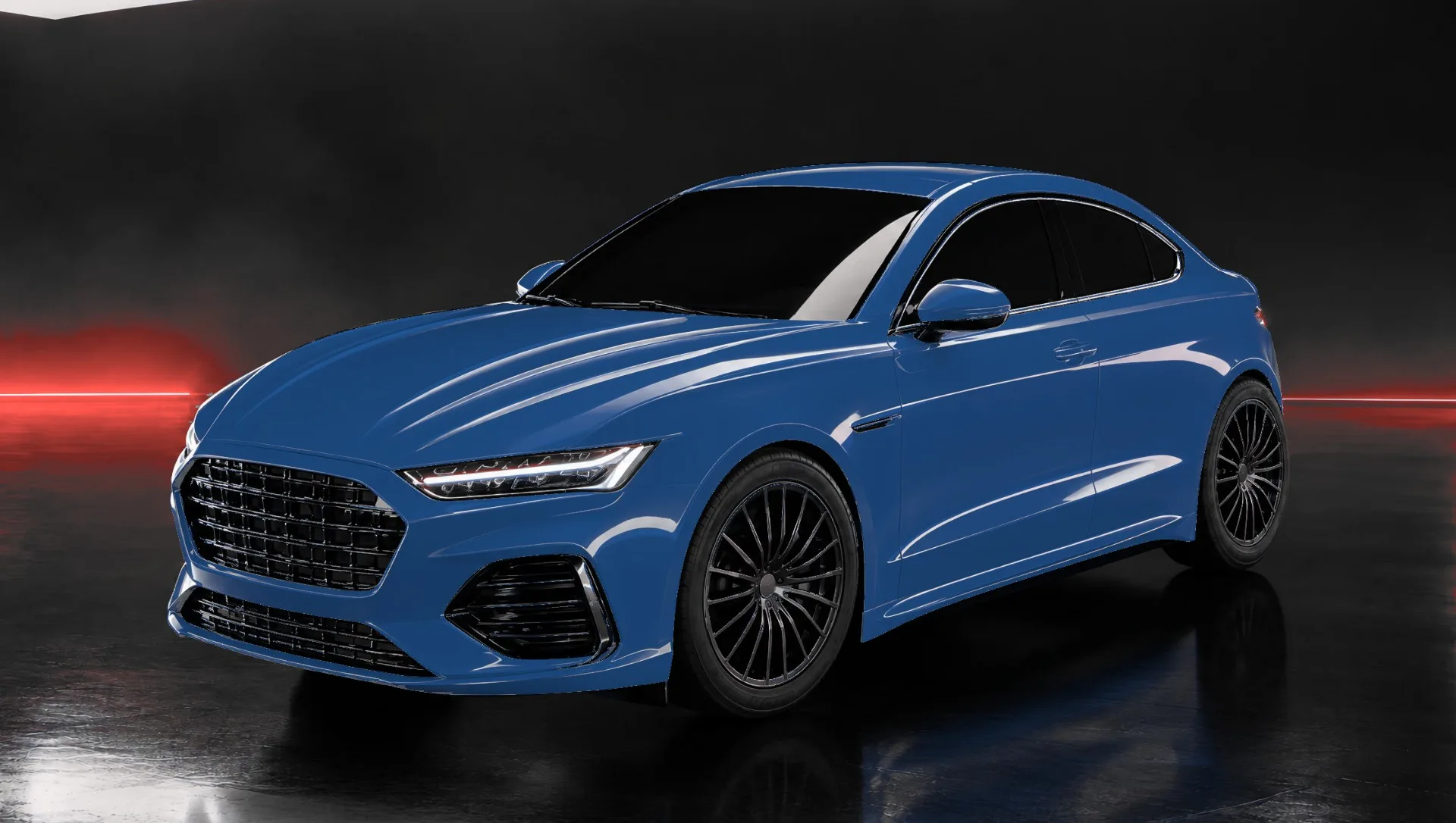 Visualisation: sedan in gloss blue in the WASTED bay